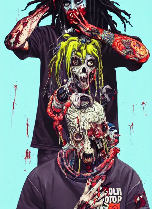 Image similar to zombie dreads full body hiphop streetwear drip, tristan eaton, victo ngai, artgerm, rhads, ross draws