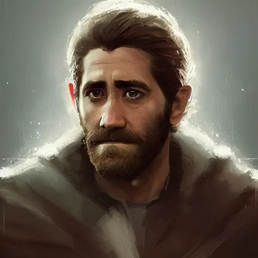 Image similar to portrait of a jake gyllenhaal as homelander by greg rutkowski, highly detailed portrait, digital painting, artstation, concept art, smooth, sharp foccus ilustration, artstation hq