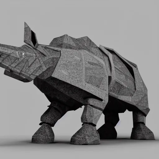 Prompt: Robotic rhino, gray, detailed digital art