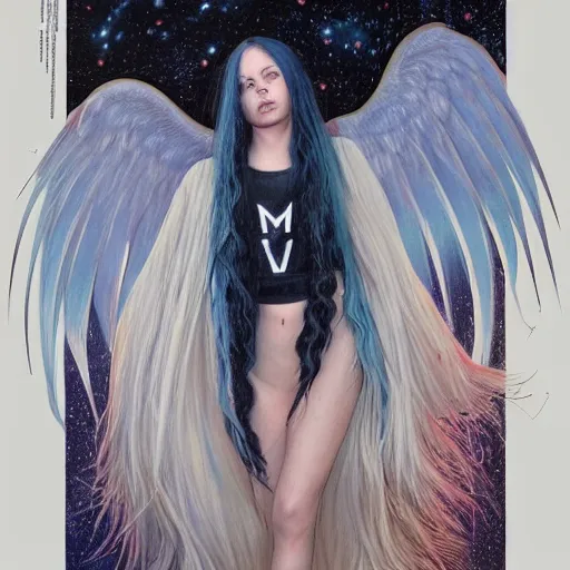 Prompt: Billie Eilish, by Mark Brooks, by Donato Giancola, by Olivia De Berardinis, very very very very very very beautiful, glowing hair, angel