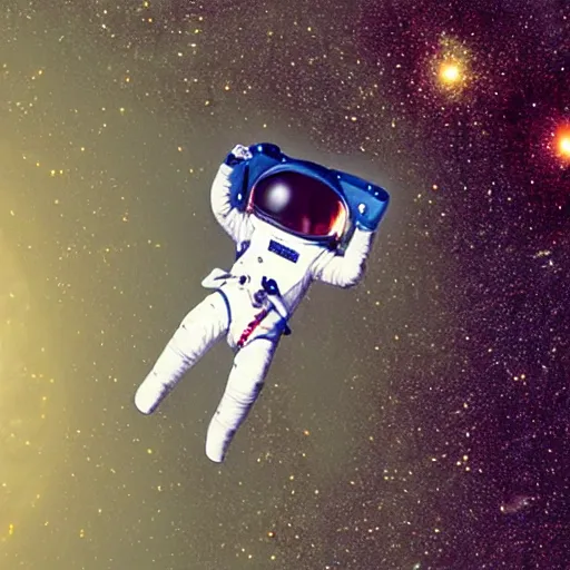 Image similar to astronaut being pulled into a black hole