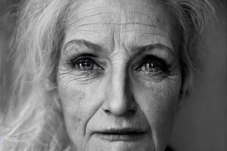 Prompt: a highly detailed cinematic headshot portrait photograph of a middle aged woman, ultra realistic, depth, beautiful lighting, by richard avedon and annie leibovitz and arnold newman, photorealistic, hyperrealistic, octane, epic composition, hasselblad camera, 5 0 mm, sharp focus, kodak tri - x 3 5 mm, masterpiece
