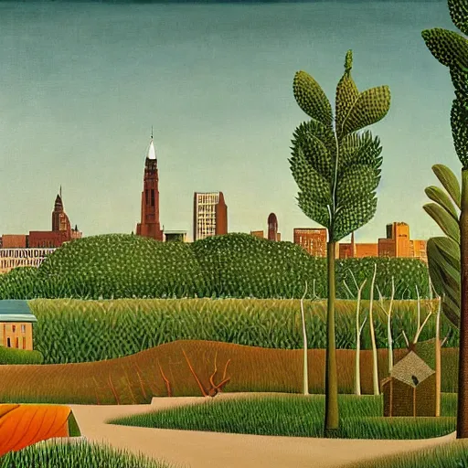 Image similar to a beautiful painting of Columbus Ohio by henri Rousseau