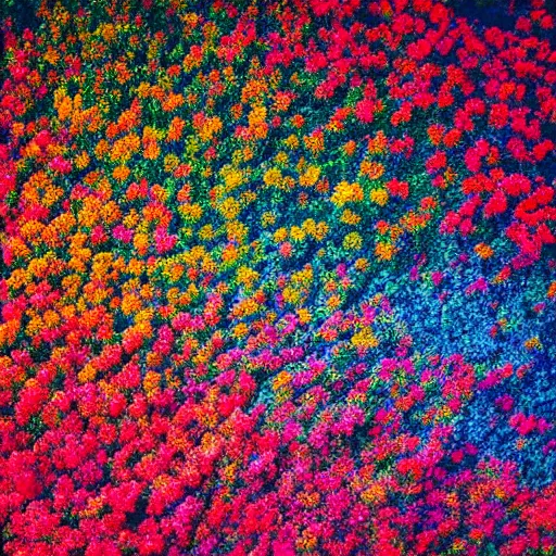 Prompt: Millions of colorful flowers blossoming, climax, overwhelming, brilliant, surreal, cinematic, epic, 8k, sharp focus, color grain 35mm