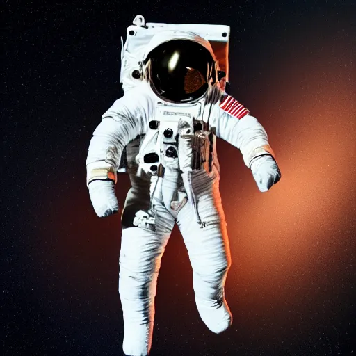 Image similar to photograph of an astronaut, black background, only arms and legs are lit, full body photo,, 8 k