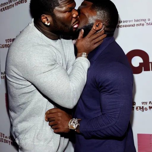Prompt: 5 0 cent kissing with the game