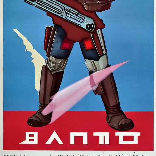 Image similar to soviet propaganda poster of the mandalorian and baby grogu