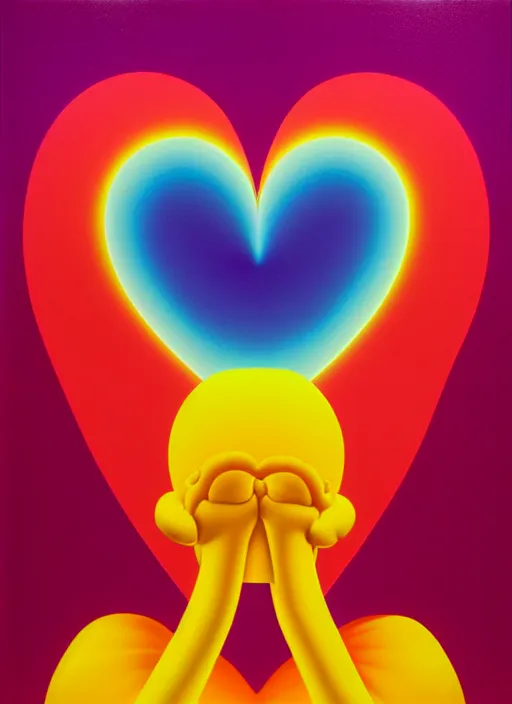 Image similar to heart by shusei nagaoka, kaws, david rudnick, airbrush on canvas, pastell colours, cell shaded, 8 k