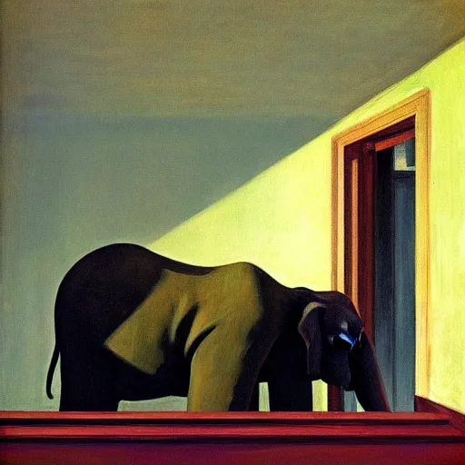 Image similar to elephant by Edward hopper