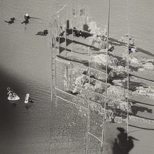 Image similar to an approaching shadow, black and white photography by fan ho, hong kong 1 9 5 4