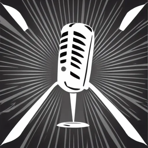 Image similar to iconic vector logo illustration of a microphone line art, bold