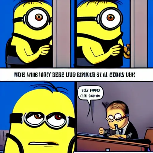 Prompt: Ben Shapiro getting destroyed in debate by a minion, comic book format h- 512 w- 512