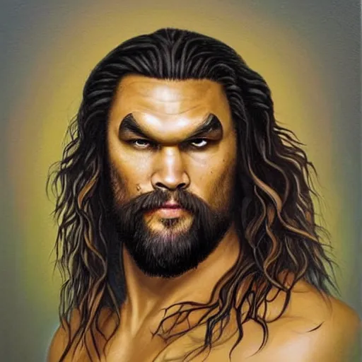 Image similar to jason momoa as a pineapple, lowbrow painting by mark ryden