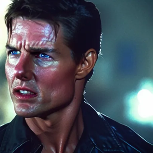 Image similar to film still of tom cruise as the terminator in terminator 8 2 0 2 3