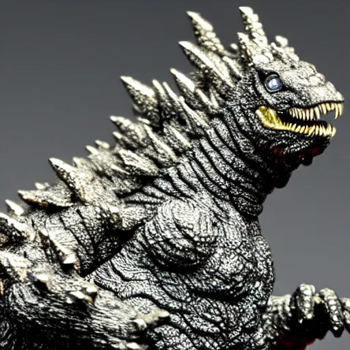 Image similar to godzilla eating diamonds, 5 5 mm