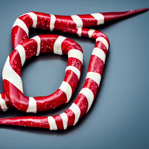 Prompt: beef jerky candy cane, photography, 8 k,