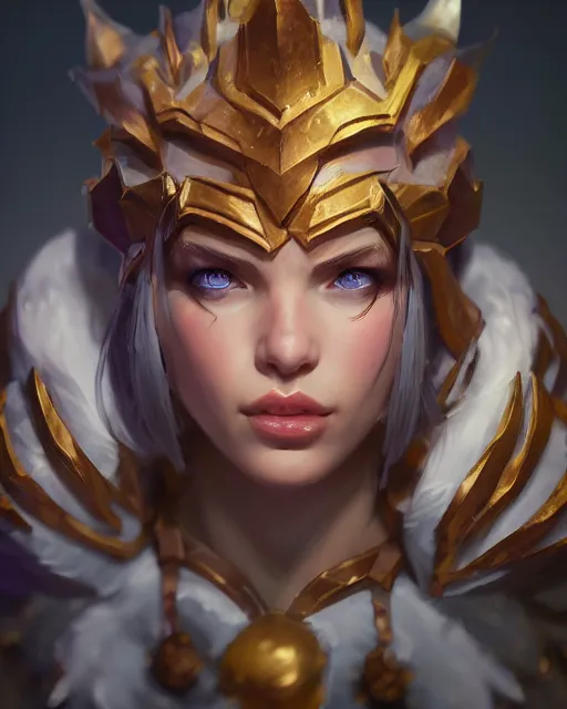 Image similar to league of legends portrait, au naturel, hyper detailed, digital art, trending in artstation, cinematic lighting, studio quality, smooth render, unreal engine 5 rendered, octane rendered, art style by klimt and nixeu and ian sprigger and wlop and krenz cushart.