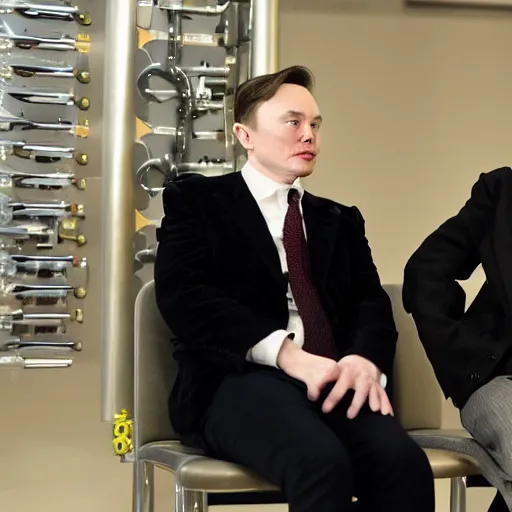 Image similar to alan turing sitting next to elon musk alan turing is with elon musk