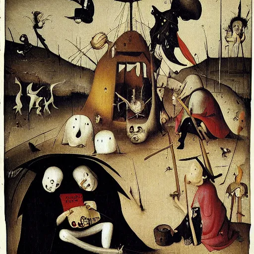 Image similar to Shinigami, painting by Hieronymus Bosch