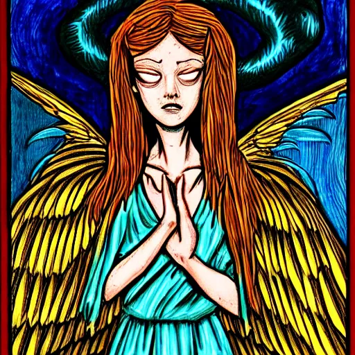 Image similar to biblically accurate angel in the style of Junji Ito