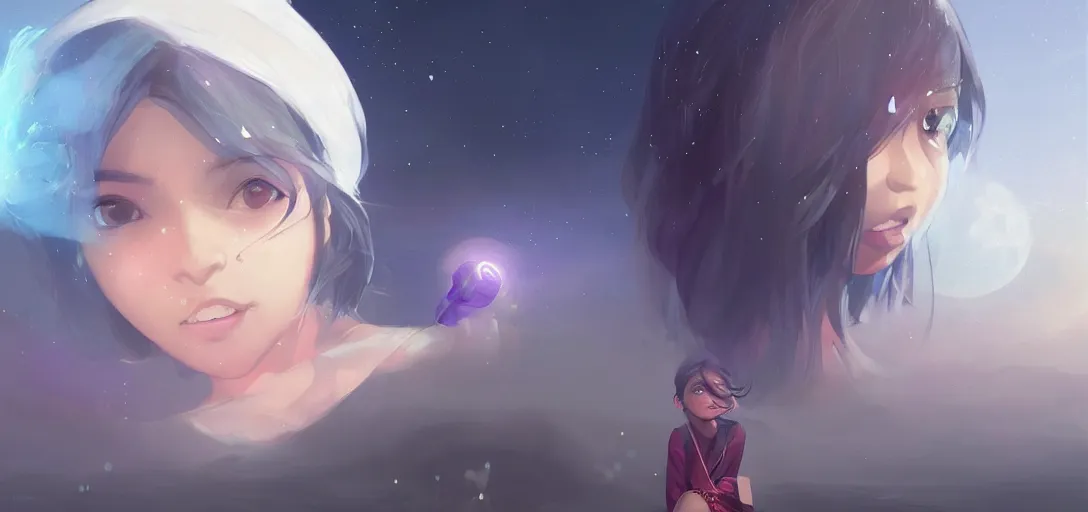 Prompt: Young Himalayan woman floating amused using psychic powers to make a lighter float| night time scene, plain walls |light hearted, white eyes, long messy hair | gentle lighting, futuristic, dim lighting, digital art by Makoto Shinkai ilya kuvshinov and Wojtek Fus, digital art, concept art,