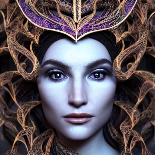 Image similar to queen of elves, 4 k, intricate, jaw dropping, gorgeous, surreal, octane render