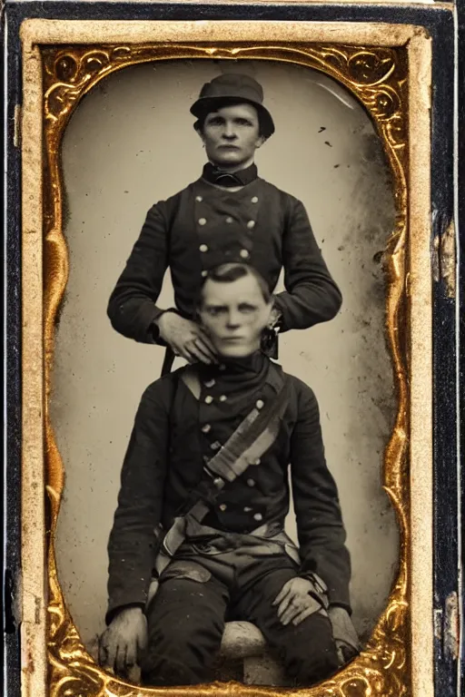 Prompt: spider - man, american civil war photo portrait, 1 8 6 4, tin type