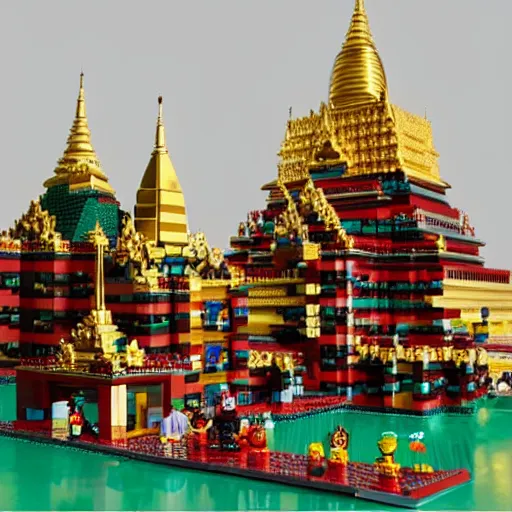 Prompt: mandalay palace, lego set of the mandalay palace, product photo, product concept