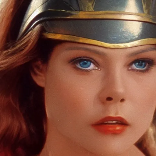 Prompt: ornella muti as wonder woman, 8 k resolution hyperdetailed photo realistic, extremely high quality and life like