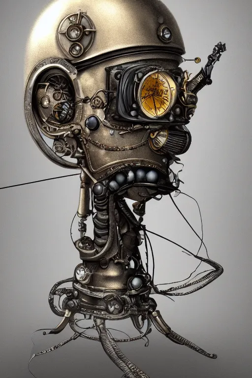 Image similar to steampunk helmet fantasy art mask robot ninja stylized digital illustration sharp focus, elegant intricate digital painting artstation concept art global illumination ray tracing advanced technology chaykin howard and campionpascale and cooke darwyn and davis jack