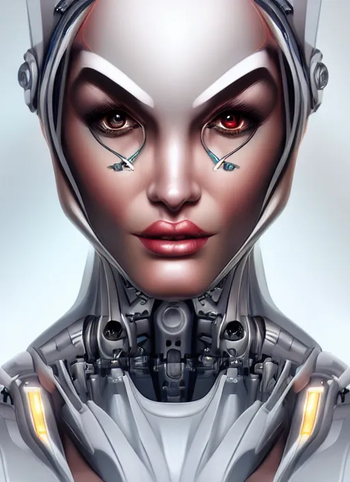 Prompt: portrait of a cyborg2 woman by Artgerm, biomechanical, hyper detailled, trending on artstation