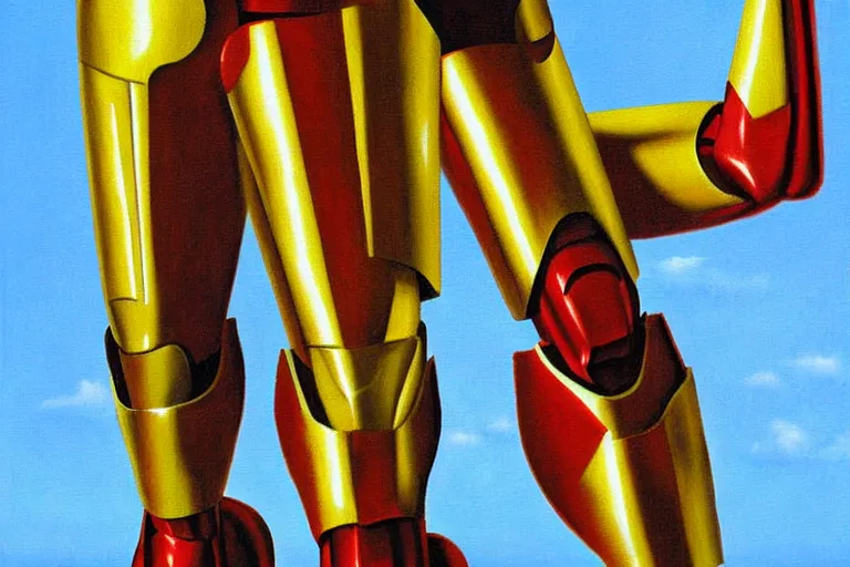 Prompt: iron man painting by rene magritte, high detail, high resolution