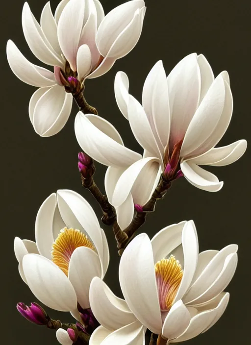 Image similar to perfectly detailed magnolia flowers!! blessed by nature with ever - increasing physical mental perfection, symmetrical! intricate, sensual features, highly detailed, biblical divine holy perfection!! digital painting, artstation, concept art, smooth, sharp focus, illustration, art by artgerm and greg rutkowski and alphonse mucha