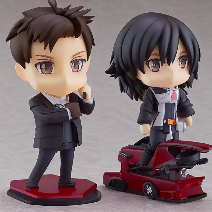 Image similar to a anime nendoroid of elon musk, car tesla 3, figurine, product photo, detailed