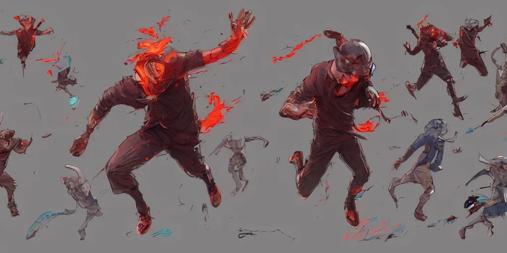 Image similar to cartoonish tom hiddleston running, vivid colors, character sheet, fine details, concept design, contrast, kim jung gi, greg rutkowski, trending on artstation, 8 k, full body, turnaround, front view, back view, ultra wide angle