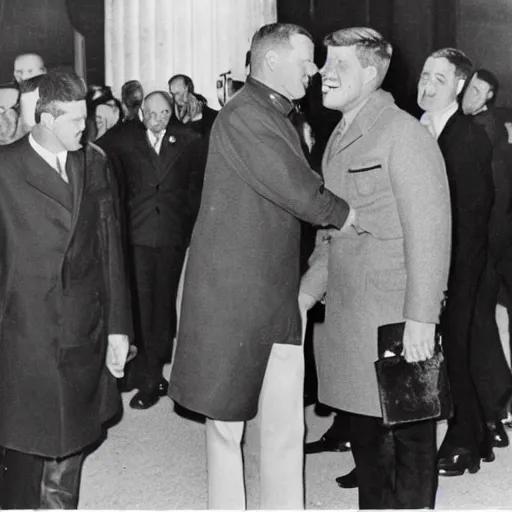 Image similar to jfk hugging tsar nicholas ii