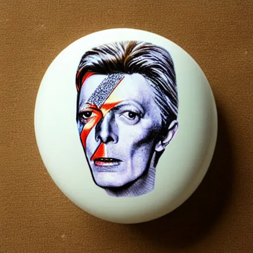 Image similar to close - up bowl with a face of bowie, sticker,