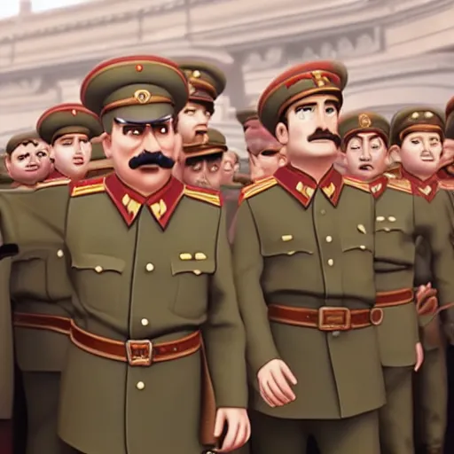 Image similar to still of a pixar film about joseph stalin, 4 k, highly detailed, pixar