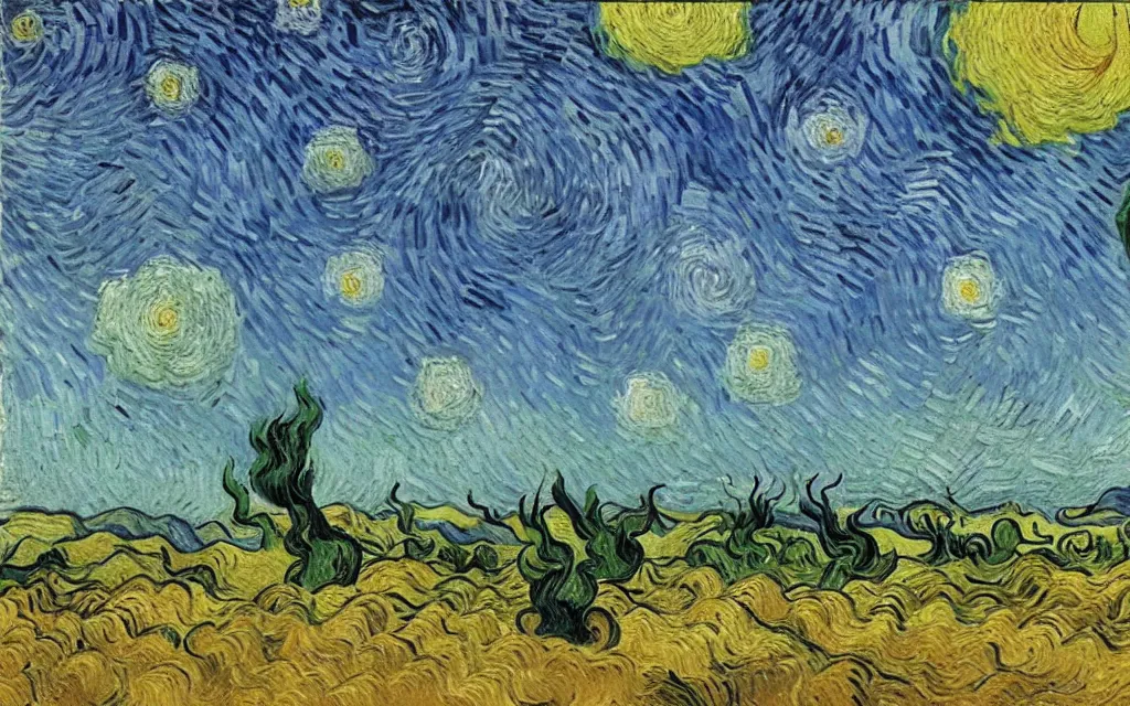 Image similar to a sending down from him who created the earth and the lofty heavens, overdetailed art, by van gogh, magic