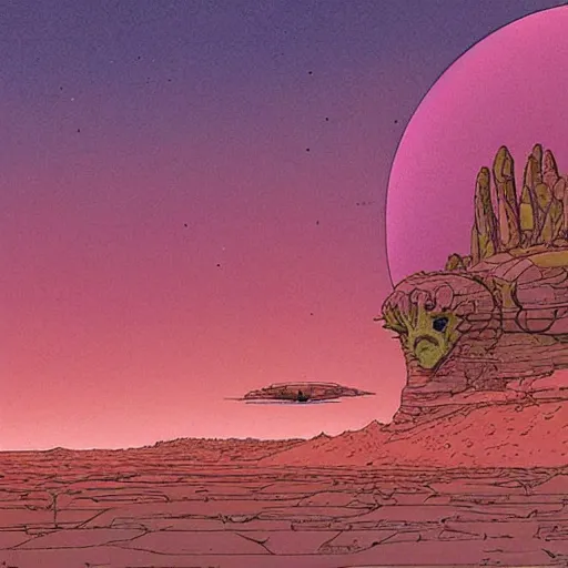 Image similar to beautiful alien landscape by mœbius