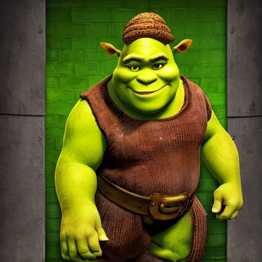 Image similar to photo of shrek in the backrooms level 0, photorealistic,