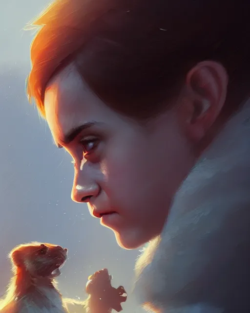 Image similar to emma watson yelling at xi jinping, medium shot close up, details, sharp focus, illustration, by jordan grimmer and greg rutkowski, trending artstation, digital art