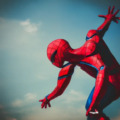 Image similar to a single iron man and spider - man hybrid, dslr, polaroid