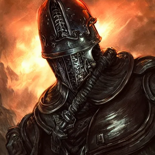 Image similar to a us marine in the style of dark souls and elden ring, highly detailed, hyperrealistic, artgerm