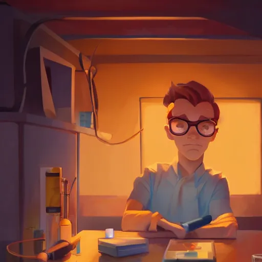 Image similar to face icon stylized minimalist dexter's laboratory, loftis, cory behance hd by jesper ejsing, by rhads, makoto shinkai and lois van baarle, ilya kuvshinov, rossdraws global illumination