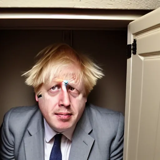 Image similar to boris johnson hiding in a cupboard