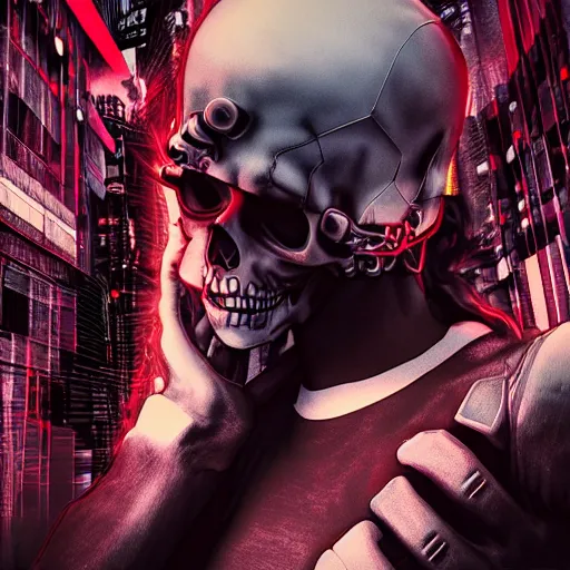 Image similar to cyberpunk picture of a skull