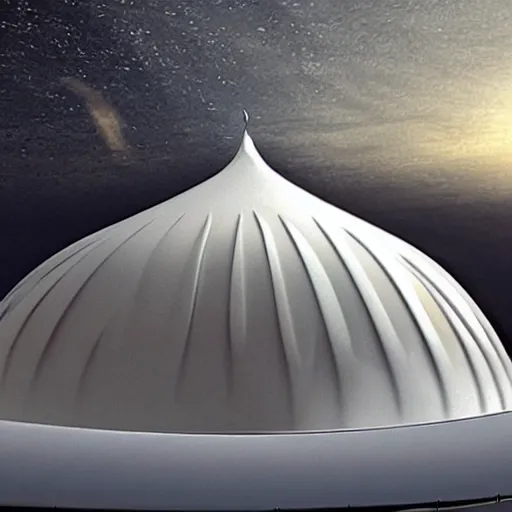 Image similar to mosque with dome by zaha hadid fantasy world