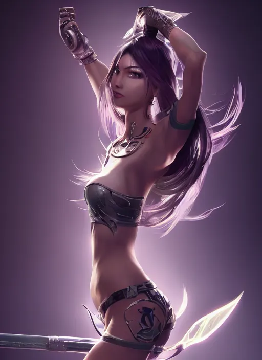 Image similar to akali, from league of legends, au naturel, hyper detailed, digital art, trending in artstation, cinematic lighting, studio quality, smooth render, dark underground, ghost neon, unreal engine 5 rendered, octane rendered, art style by klimt and nixeu and ian sprigger and wlop and krenz cushart