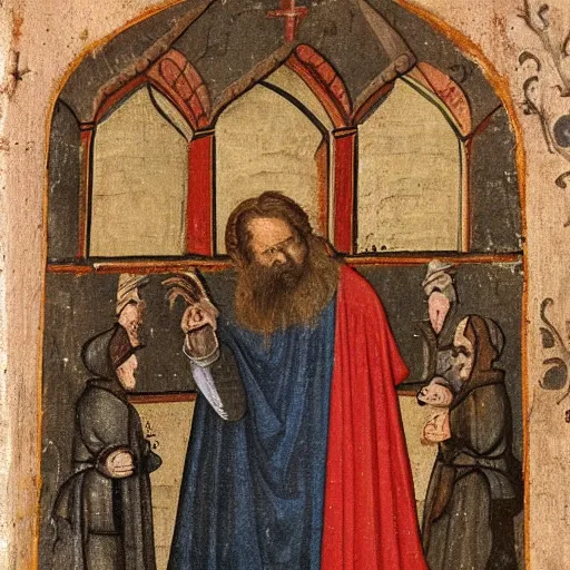 Prompt: dan harmon, medieval painting